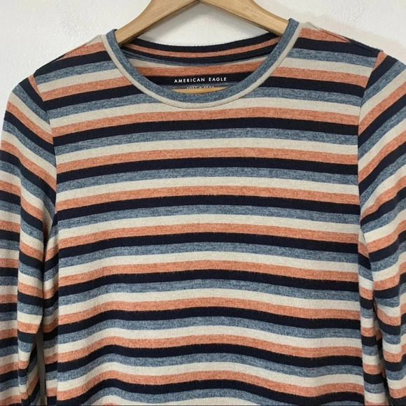 American Eagle Soft & Sexy Plush Womans Top]  Small Long‎ Sleeve Striped Stretch - Picture 2 of 10